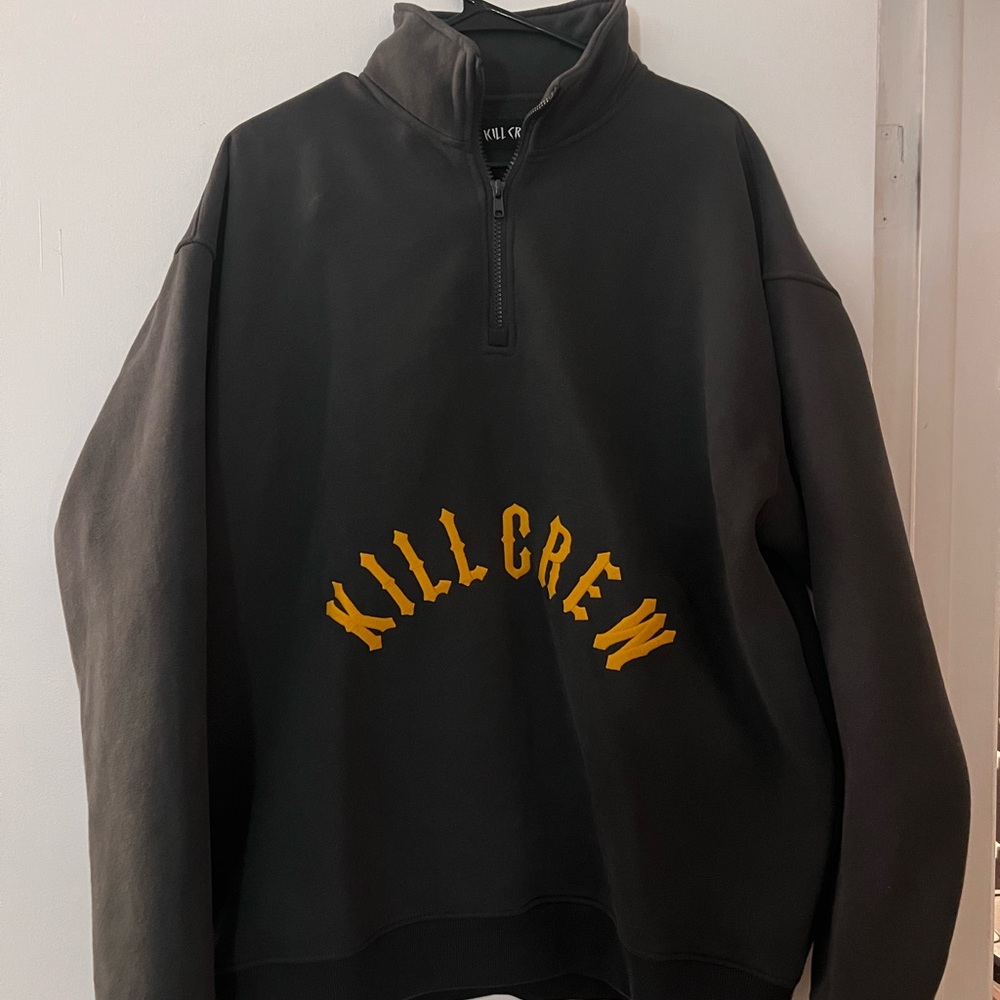 Kill Crew Men's Black Zip-Up Sweater with Yellow Logo
